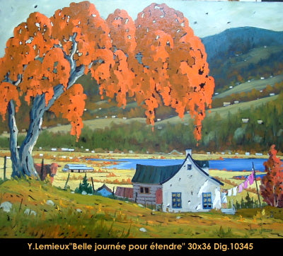 10345 - Belle journée pour étendre - 30x36 - Yvon Lemieux