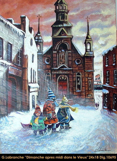 10695 - LABRANCHE Gilles - Dimanche p.m dans le vieux Montreal - 24 x 18