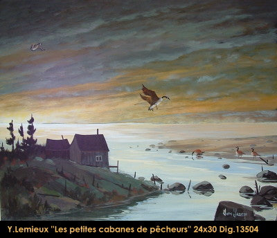 13504 - Les petites cabanes de pêcheurs - 24x30 - Yvon Lemieux