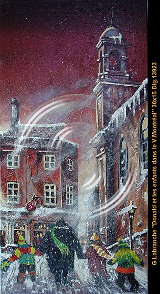 13923 - Donald et les enfants dans le Vieux Montreal - GILLES LABRANCHE - 30X15