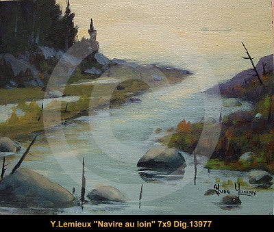 13977 - Navire au loin - YVON LEMIEUX - 7