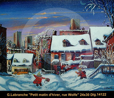 14122 - LABRANCHE Gilles - Petit matin d'hiver, rue Wolfe - 24 x 30