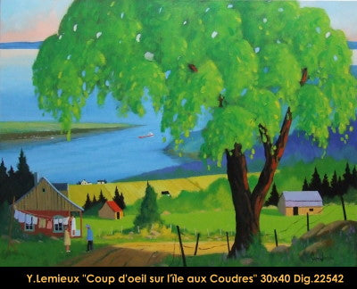 22542 - LEMIEUX Yvon - Coup d'oeil sur l'île aux coudres - 30 x 40