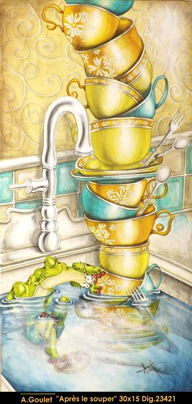 23421 - GOULET Anouck  - Après le souper - 30 x 15