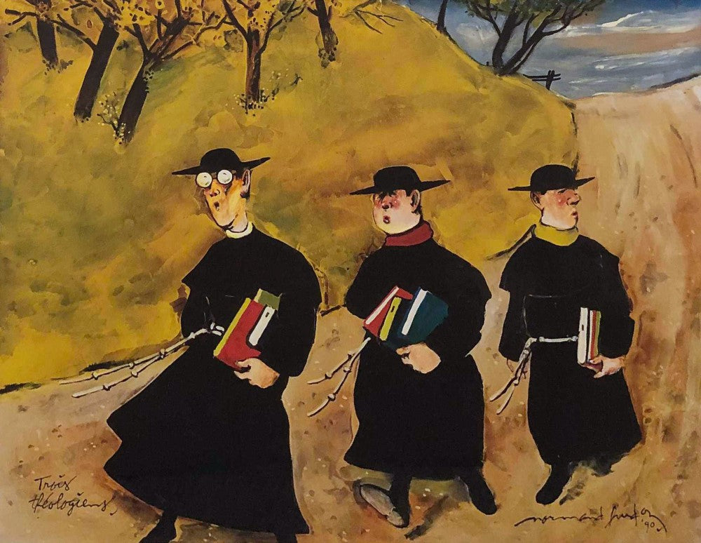 LITHOGRAPHIE LIMITÉE /480 (NON ENCADRÉ)  - NORMAND HUDON - Trois théologiens - 14X18