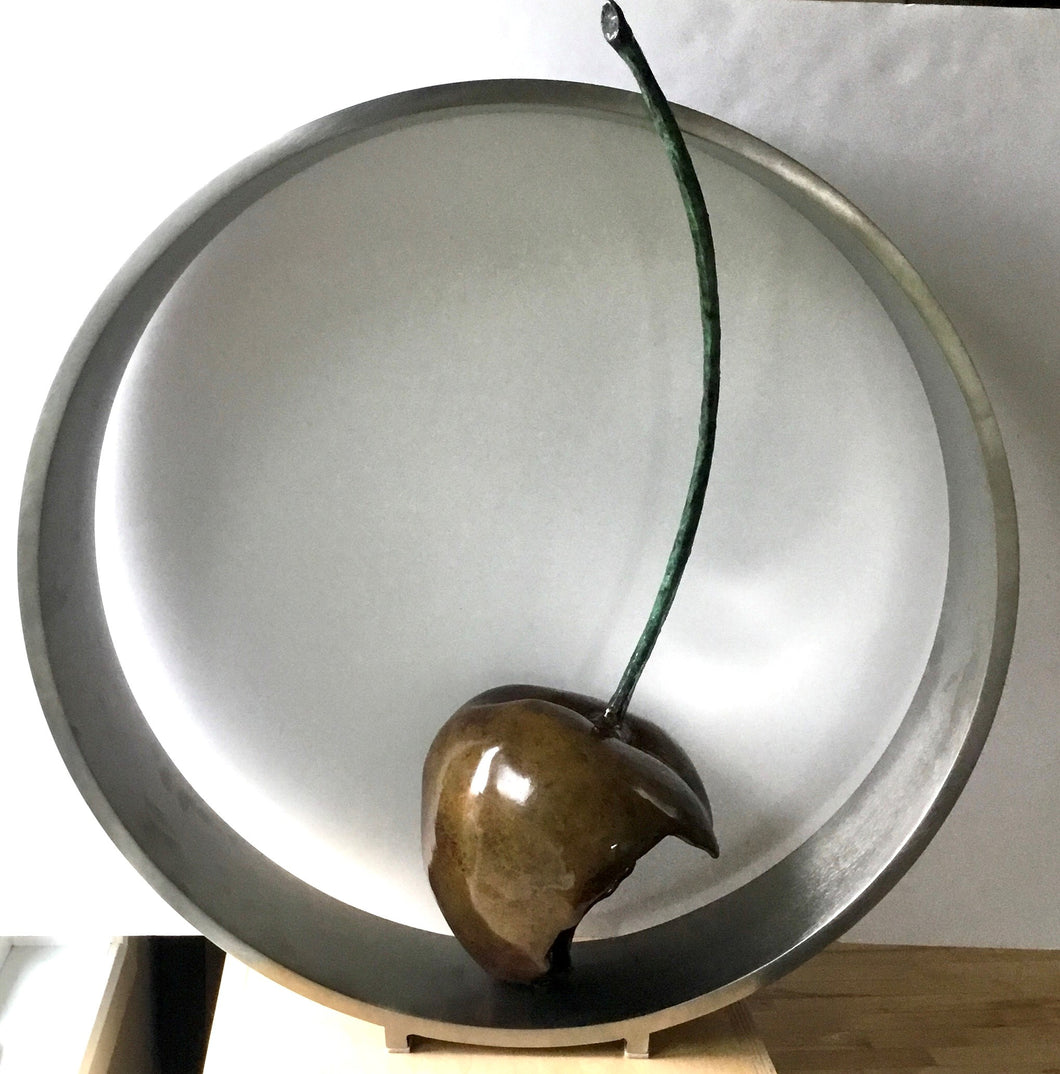 BA8816 - CHAREST Gilles -Viens faire un tour - Sculpture en bronze et inox -21'' x 22'' x 07''