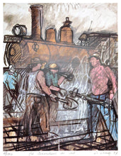 Charger l&#39;image dans la galerie, DD-110 - DEWES, DOUGAL -  Épopée en Amérique, Les travailleurs du rail - Sérigraphie format 15 x 20
