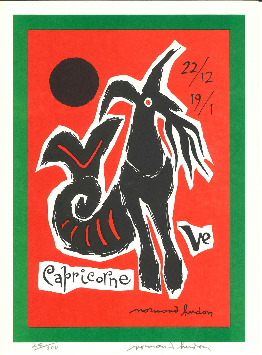 Zodiac - Capricorne - NORMAND HUDON -13X9 ½ -  SÉRIGRAPHIE