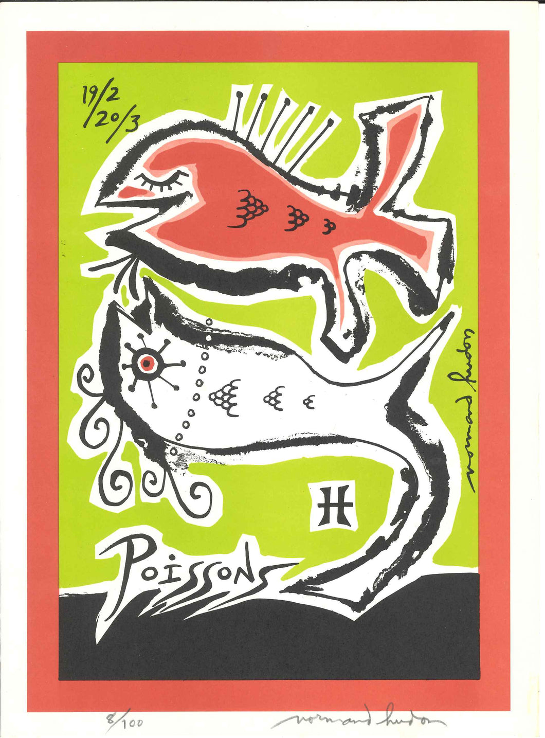 Zodiac - Poisson - NORMAND HUDON -13X9 ½ -  SÉRIGRAPHIE