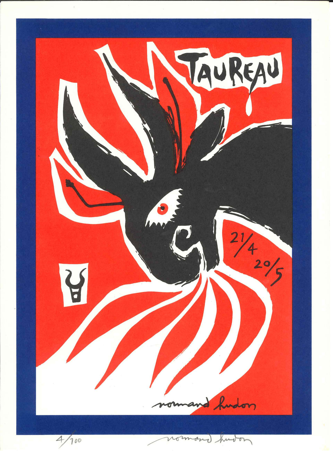 Zodiac - Taureau - NORMAND HUDON -13X9 ½ -  SÉRIGRAPHIE