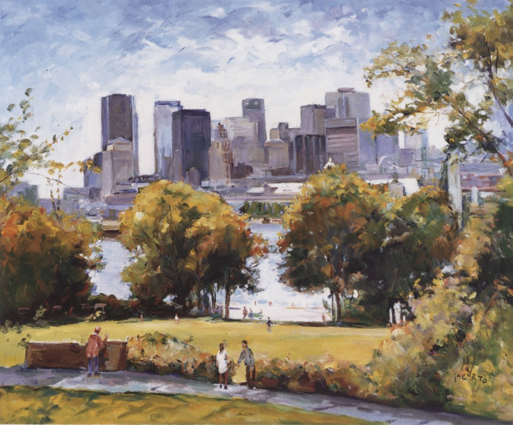 FI - SÉRIGRAPHIE - Francesco Iacurto - Montréal vue de l'Île Ste-Hélène - NON ENCADRÉ 134/150 - 16.25X19.75
