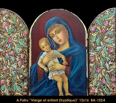 BA1524 - Vierge et enfant (tryptique) - ANCA PATRU - 15 1/2 x 11 3/4