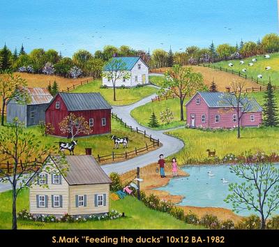 BA-1982 - Feeding the ducks - SHARON MARK - 10x12