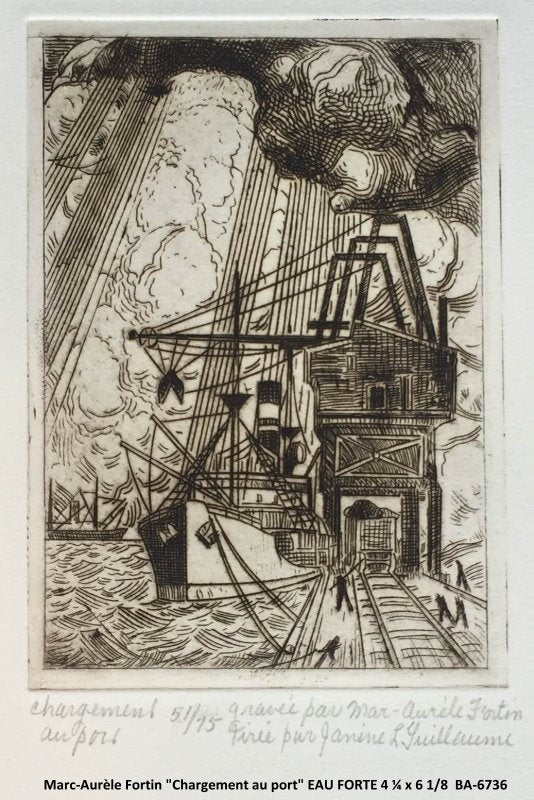 BA6736 - Chargement au port 51/75 (Eau forte) - M.A.FORTIN - 4 1/4 x 6 1/8 (IMAGE)