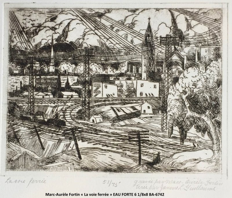 BA6742 - La voie ferrée 51/75 (Eau forte/Etching) - M.A.FORTIN - 6 1/8x8 (IMAGE)
