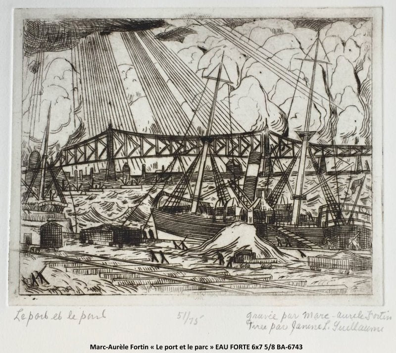 BA6743 - Le port et le parc 51/75 (Eau forte / Etching) M.A.FORTIN - 6x7 5/8 (IMAGE)