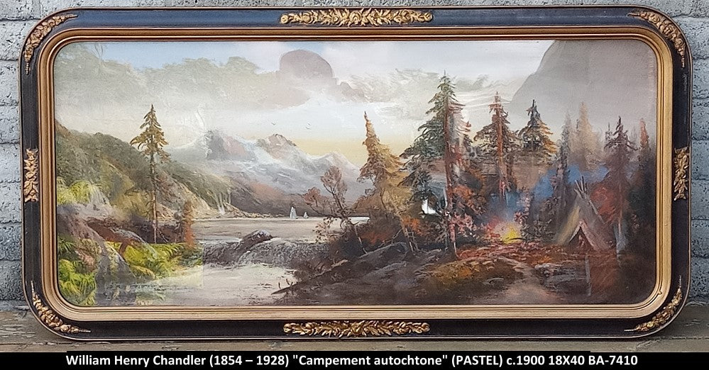 BA7410 - Campement autochtone c.1900  (Pastel) - William Henry Chandler (1854 – February 26, 1928) - 18X40