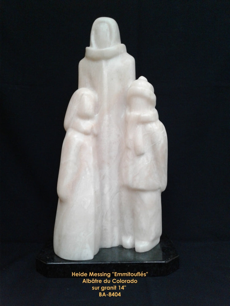 BA8404 - Emmitouflés - Sculpture albâtre du Colorado sur granit - HEIDE MESSING - 14