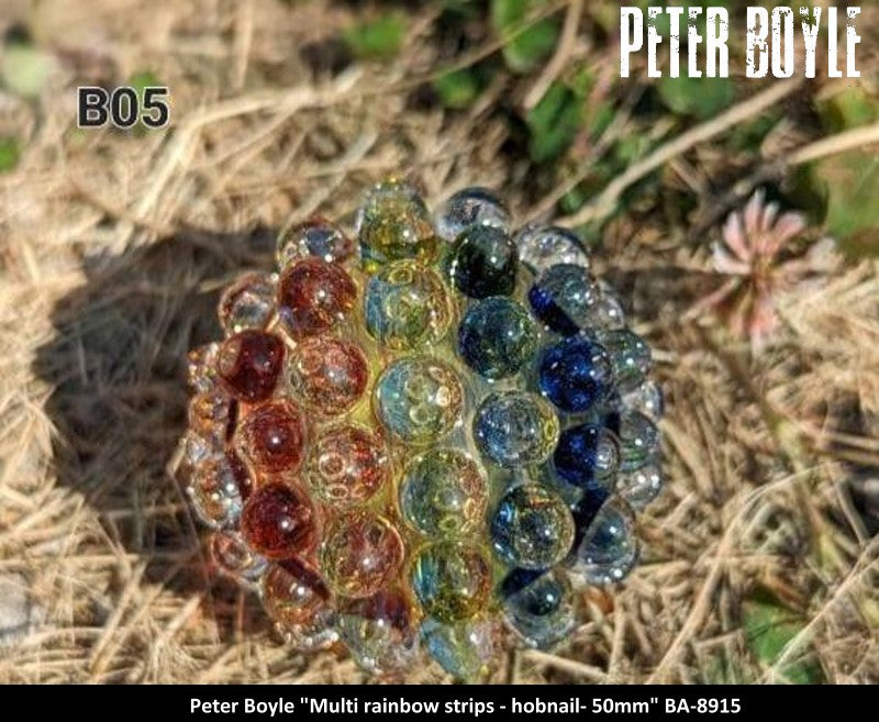 BA8915 - Multi rainbow strips - hobnail- 50mm - PETER BOYLE ART GLASS/ARTISTE VERRIER
