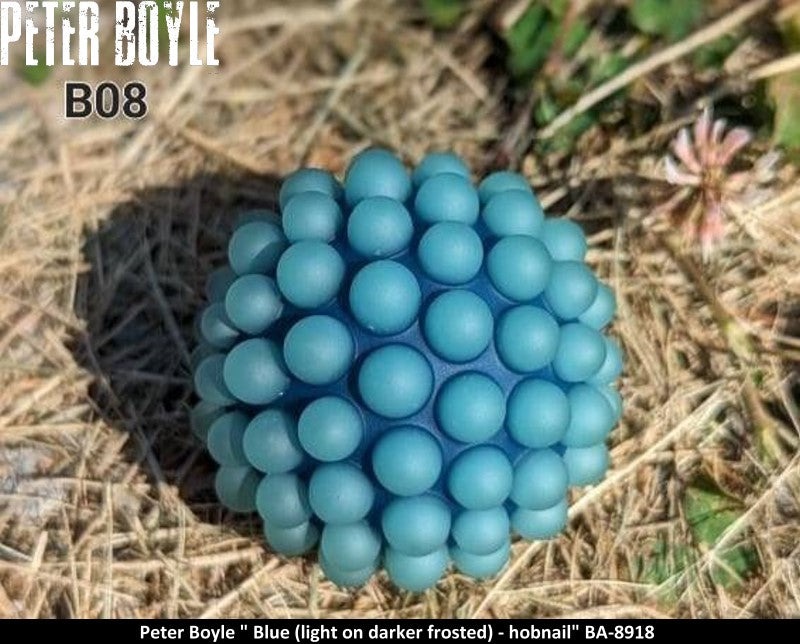 BA8918 - Blue (light on darker frosted) - hobnail 49mm - PETER BOYLE ART GLASS/ARTISTE VERRIER