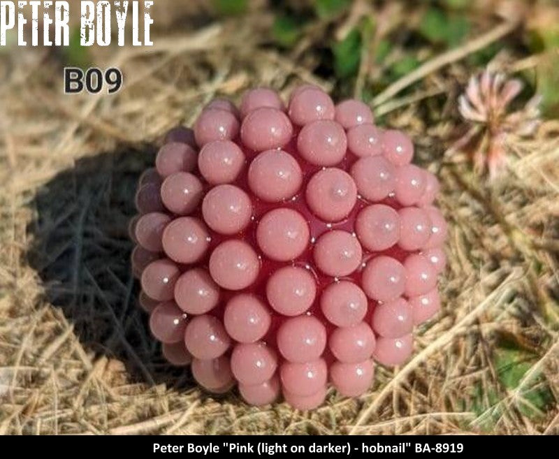 BA8919 - Pink (light on darker) - hobnail 48mm - PETER BOYLE ART GLASS/ARTISTE VERRIER