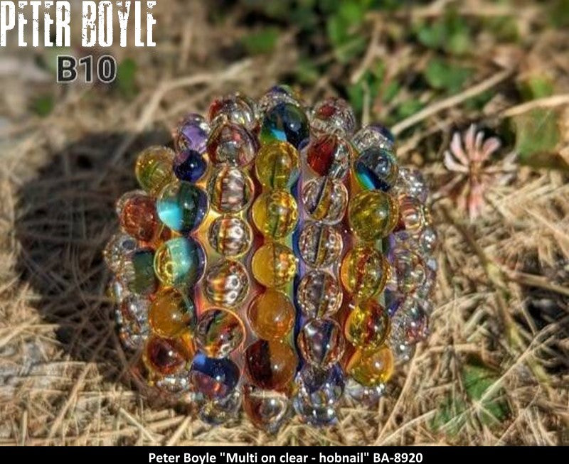 BA8920 - Multi on clear - hobnail  58mm - PETER BOYLE ART GLASS/ARTISTE VERRIER