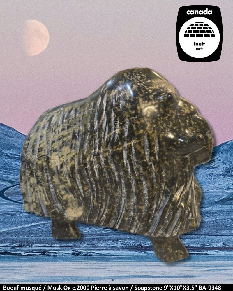 BA9348 - BOEUF MUSQUÉ / MUSK OX - SCULPTURE PIERRE À SAVON /SOAPSTONE - 9