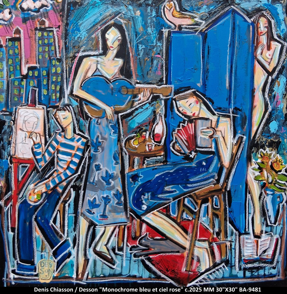 BA9481 - Monochrome bleu et ciel rose - DESSON - 30