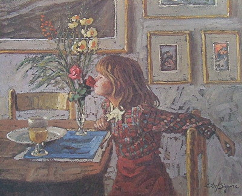 LD103 - DELSIGNORE - Enfant et fleurs  16x20  (Edition 950)