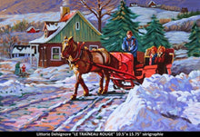 Charger l&#39;image dans la galerie, Le traîneau rouge - SÉRIGRAPHIE - Littorio Delsignore - 10.5&quot;X15.75&quot;
