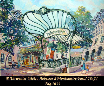 1033 - Métro Abesses à Montmartre, Paris  - PATRICE AHRWEILLER - 18x24