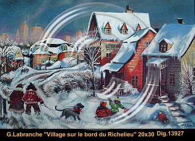 13927 - Gilles Labranche - Village sur le bord du Richelieu - 20x30