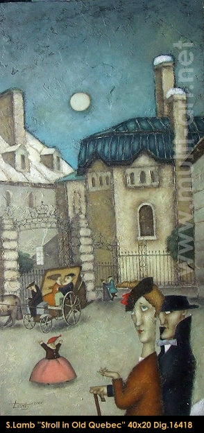 16418 - Steven Lamb - Stroll in Old Quebec - 40x20