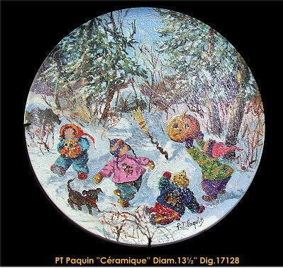 17128 - Pauline Paquin - Assiette en céramique sur pied - 12po dia