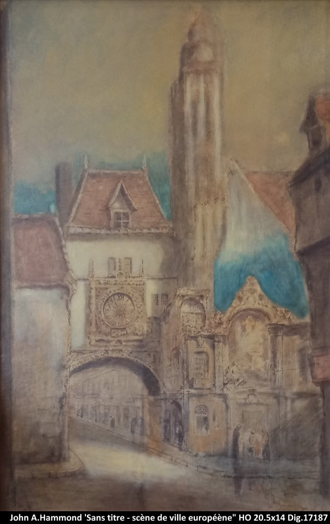 17187 - Sans titre - scène de ville européènne - JOHN HAMMOND - 20.5x14