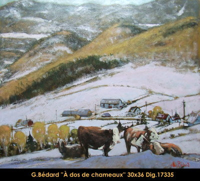 17335 - Gilles Bedard - À dos de chameaux - 30x36