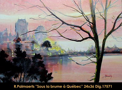 17571 - Roland Palmaerts - Sous la brume à Québec - 24x36