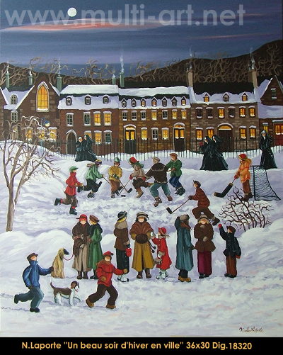 18320 - Nicole Laporte - Un beau soir d'hiver en ville - 36x30