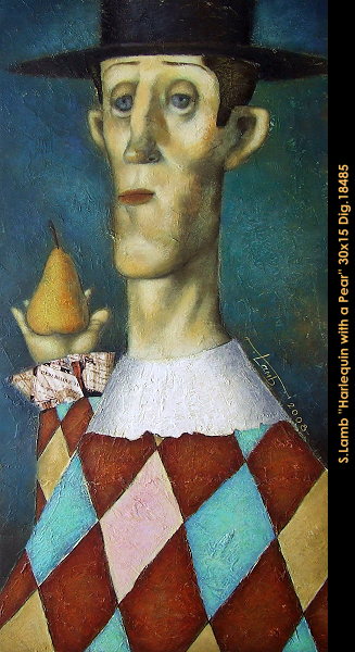 18485 - Steven Lamb - Harlequin with a pear - 30x15