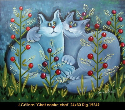 19249 - Chat contre chat - 24 x 30