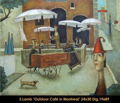 19689 - Steven Lamb - Outdoor café in Montreal - 24x30