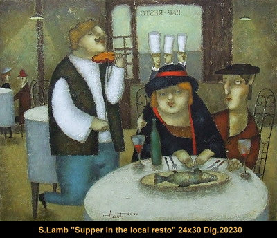 20230 - Steven Lamb - Supper in the local resto - 24x30