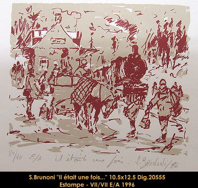 20555 - Il était une fois - SERGE BRUNONI - Estampe VII/VII/EA - 10.5x12.5 (ENCADRÉ)