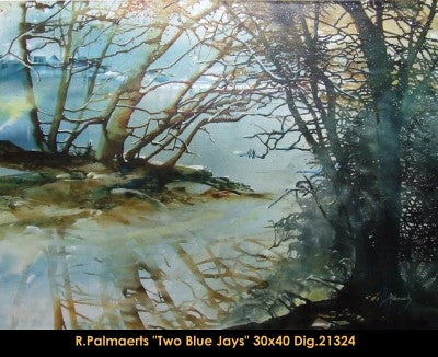 21324 - Roland Palmaerts - Two blue jays - 30x40