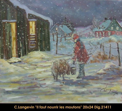 21411 - Claude Langevin - Il faut nourrir les moutons - 20x24
