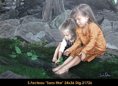 21726 - Sarah Fecteau - Sans titre - deux enfants (hyper réaliste) - 24x36