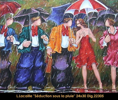 22305 - LACAILLE Lise - Séduction sous la pluie - 24x30