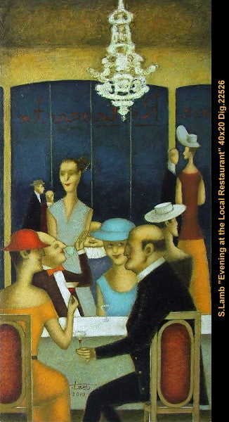 22526 - Steven Lamb - Evening at the Local Restaurant - 40x20