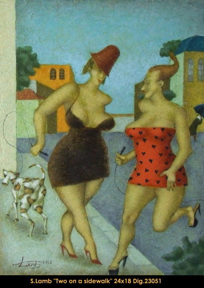 23051 - Steven Lamb - Two on a Sidewalk - 24x18
