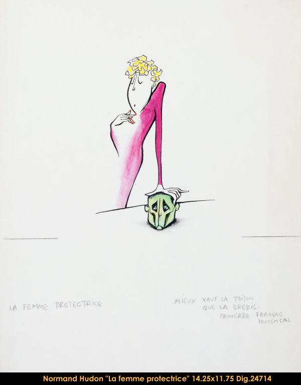 24714 - SÉRIE PERSONNAGES VARIÉS - NORMAND HUDON (FEMME PROTECTRICE) -DESSIN -